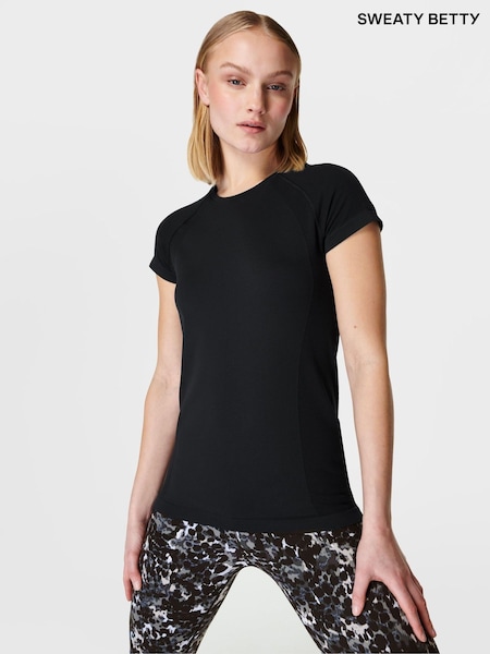 Musta - Sweaty Betty Athlete Seamless Workout T-paita (B60963) | €71