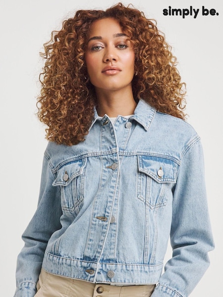 Simply Be Blue Cropped Denim Jacket (B61091) | €21
