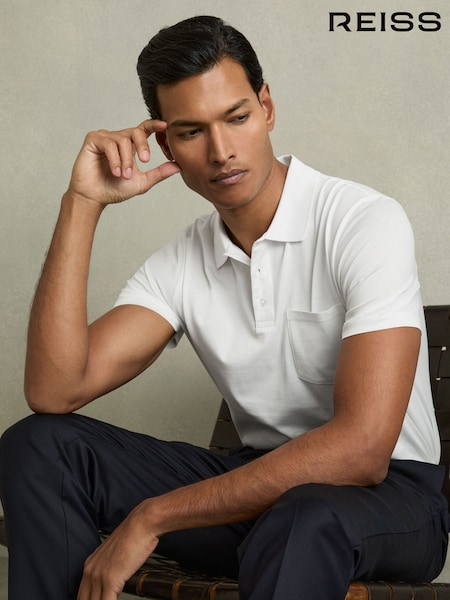 Reiss White Austin Mercerised Cotton Polo Shirt (B61125) | €40