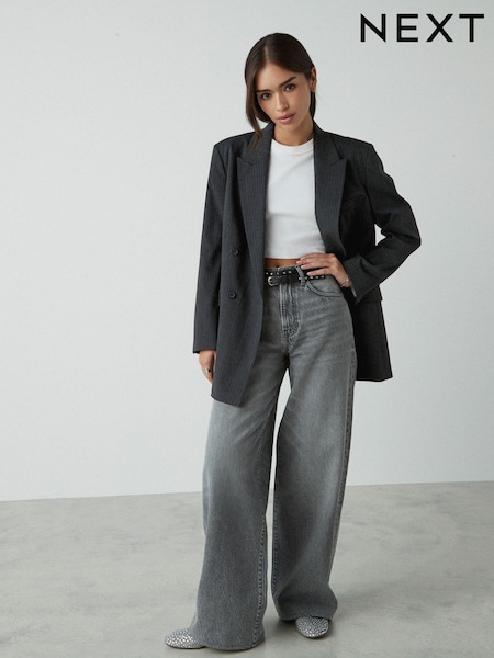 Grey Rigid Wide Leg 100% Cotton Jeans (B61140) | €44