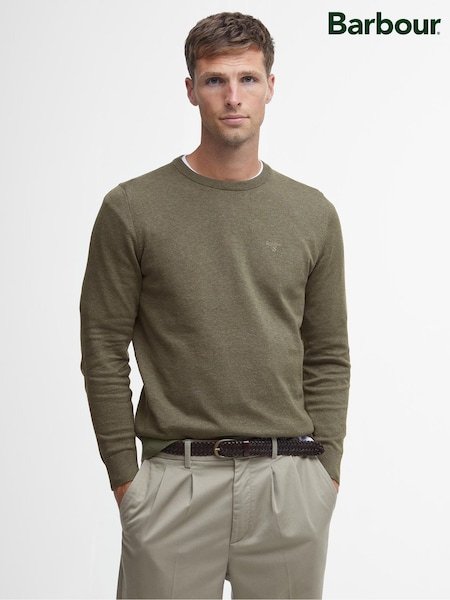 Barbour® Green Mens 100% Cotton Pima Crew Neck Jumper (B61171) | €120