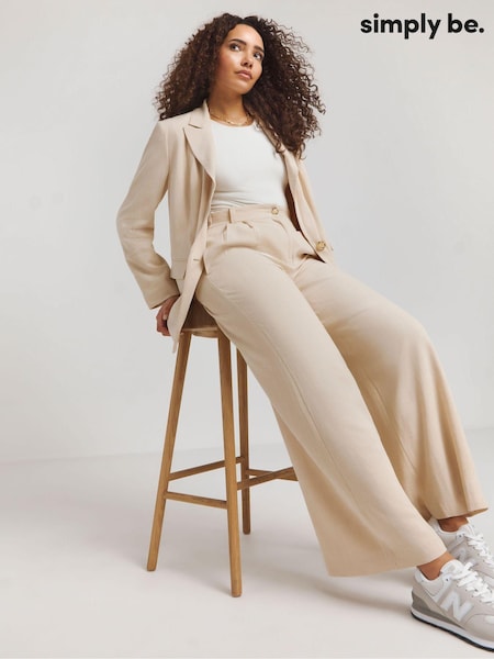 Simply Be Nude Linen Wide Leg Tailored Trousers (B61253) | €17.50
