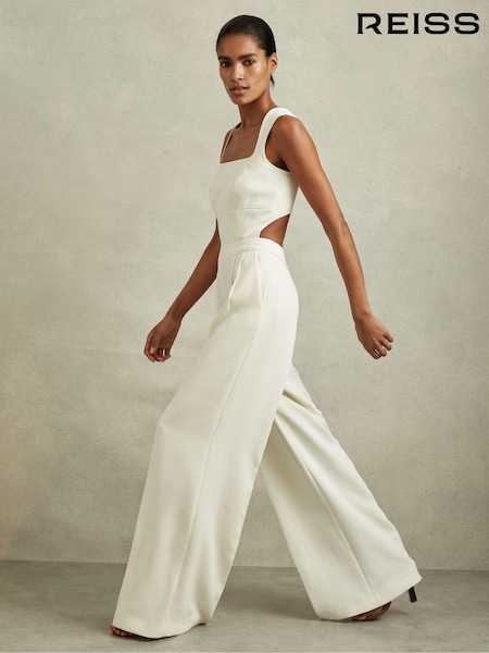 Reiss Dion Twill Open-Back Wide Leg Jumpsuit (B61319) | €378