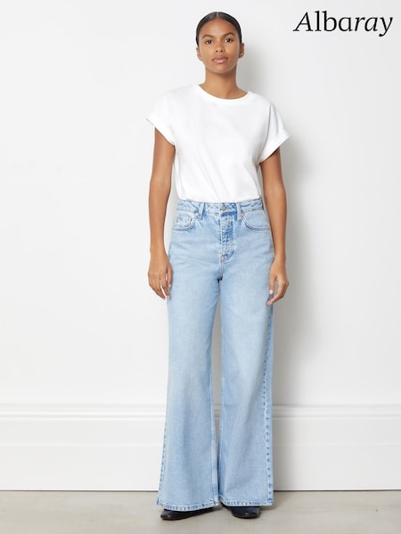 Albaray Light Wash Blue Full Length Wide Length Jeans (B61359) | €140