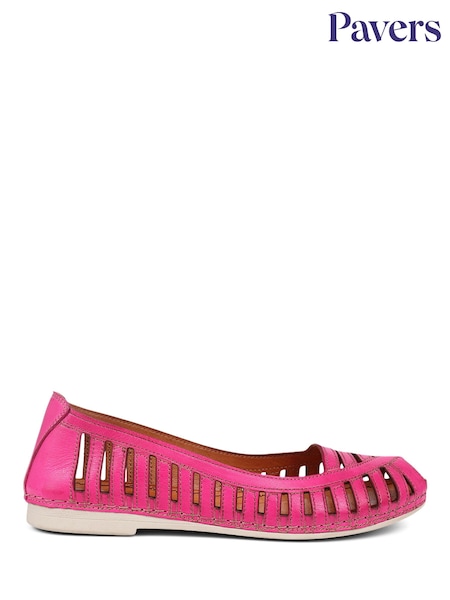 Roz - Balerini din piele cu vârf deschis Pavers (B61474) | 320 LEI