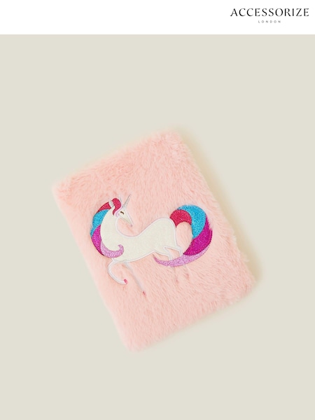 Accessorize Pink Girls Faux Fur Unicorn Notebook (B61550) | €10