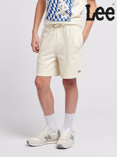 Lee White Boys 100% Cotton Badge Shorts (B61597) | ₪151 - ₪181