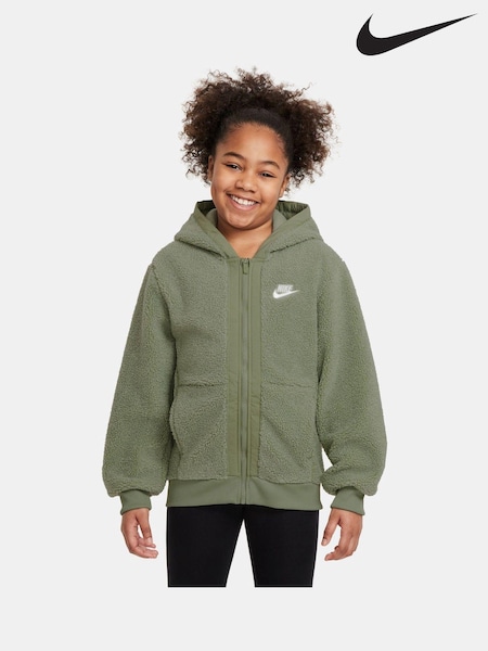 Verde ulei - Nike Club Fleece Winterized Zip Through Cozy Borg Hoodie (B61650) | 188 LEI