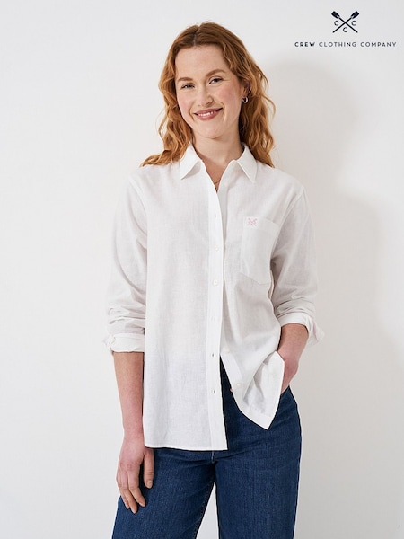 Crew Clothing White Linen Blend Shirt (B61708) | €37