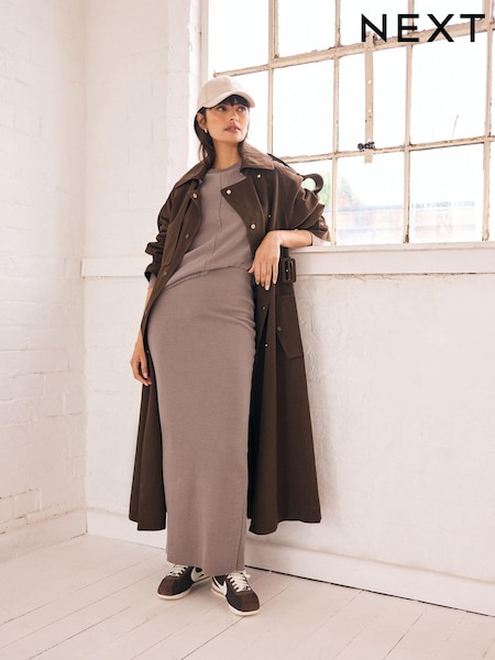 Neutral Cosy Soft Touch Column Midi Skirt (B61709) | €11
