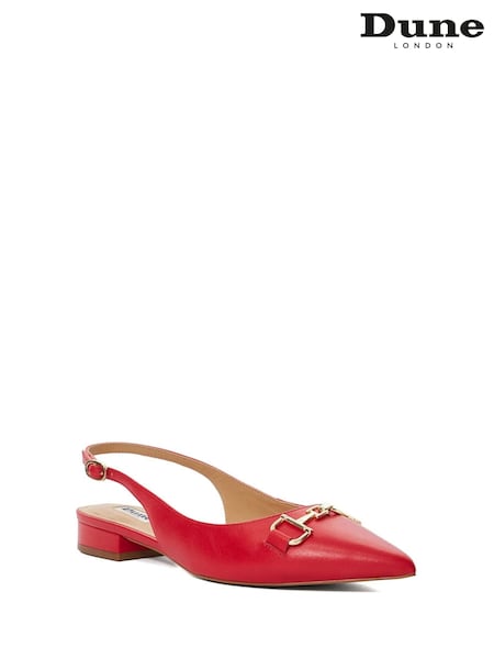 Dune London Red Hopeful Snaffle Slingback Flat Shoes (B61777) | €54