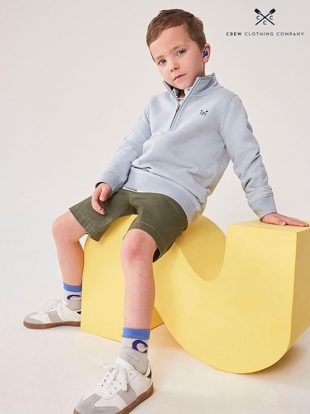 Albastru nuanță cer - Crew Clothing Jumper cu jumătate de fermoar din bumbac 100%. (B61798) | 125 LEI - 158 LEI