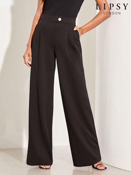 Lipsy Black Relaxed Wide Leg Jersey Trousers (B61821) | €18