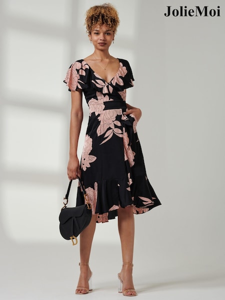Jolie Moi Pink Deep Plunge V-Neck Midi Dress (B61844) | €40
