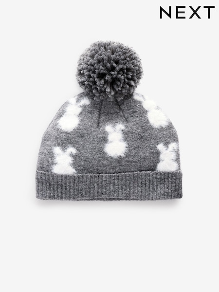 Угольно-серый с кроликами - Baby Pom Hat (0mths-2yrs) (B61923) | €5