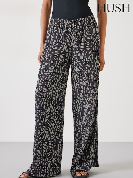Hush Black Charcoal Mark Layla Printed Tie Waist Trousers (B61965) | €47.50