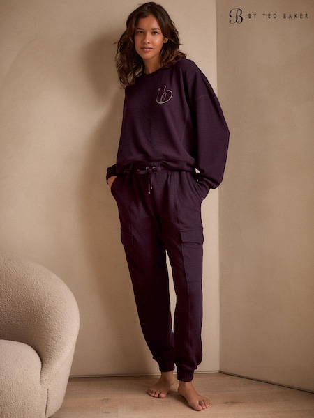 B By Ted Baker Purple Crinkle Cargo Joggers (B62055) | €24