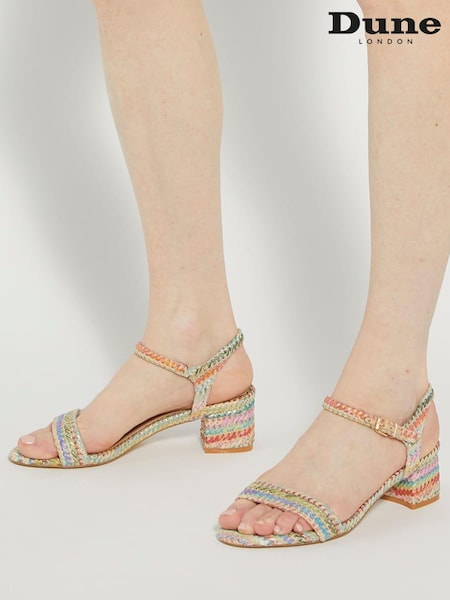 Dune London Natural Maude Rainbow Weave Block Sandals (B62126) | €54