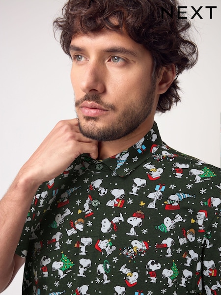 Green Snoopy Christmas Print Polo Shirt (B62137) | €12.50