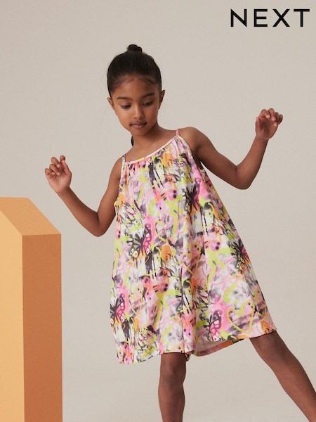 Roza/rumeni metulj z grafiti - Crinkle Texture Playsuit (3-16yrs) (B62230) | € 9 - € 14