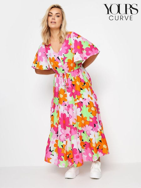 Yours Curve Pink Angel Sleeve Midi Dress (B62290) | €54