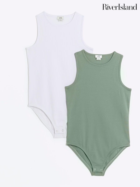 River Island Green Girls Scoop Neck 100% Cotton Bodies Dress (B62334) | € 14