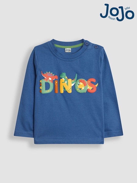 JoJo Maman Bébé Indigo Blue Dino Text Printed Top (B62449) | €23