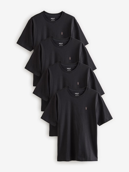 Black 100% Cotton T-Shirts 4 Pack (B62463) | €19