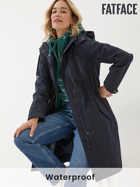FatFace Juno Navy Waterproof Long Coat (B62560) | €222