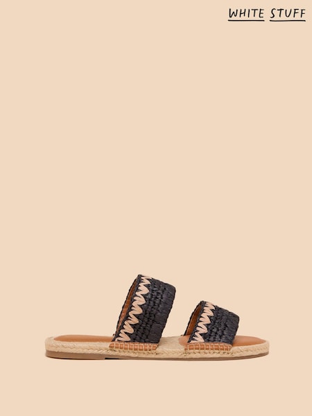 White Stuff Black Belflower Raffia Mules (B62582) | €34