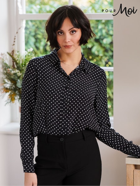 Pour Moi Black Kelly Woven Viscose Fitted Shirt (B62600) | €53