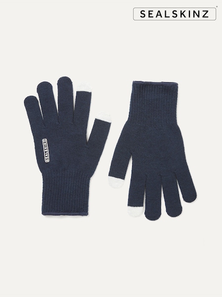 Sealskinz Blue Hanworth Solo Merino Gloves (B62656) | ‏63‏₪