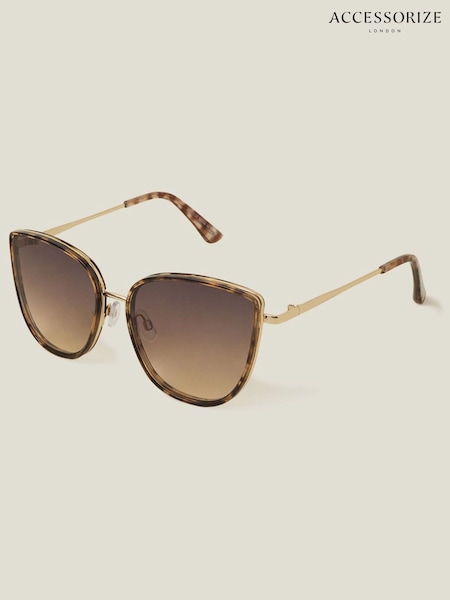 Accessorize Brown Metal Frame Cateye Sunglasses (B62664) | €24