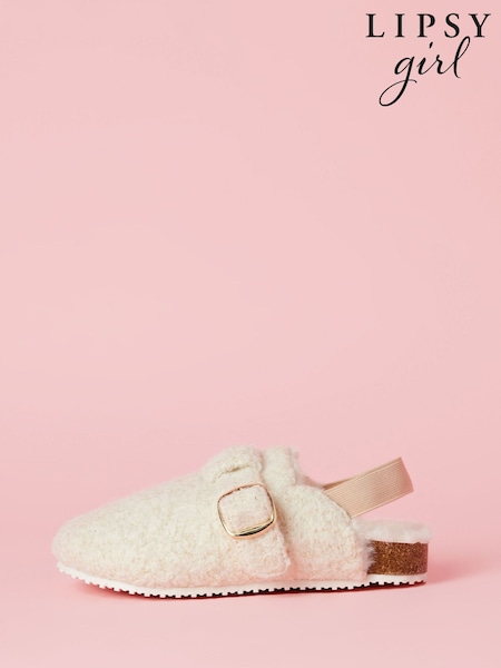 Lipsy Slip On Footbed Buckle Faux Fur Lined Nightwear Slippers Clogs (B62696) | 104 LEI - 127 LEI