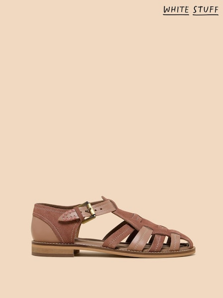 White Stuff Pink White Stuff Floral Leather Fisherman Sandals (B62809) | AED189
