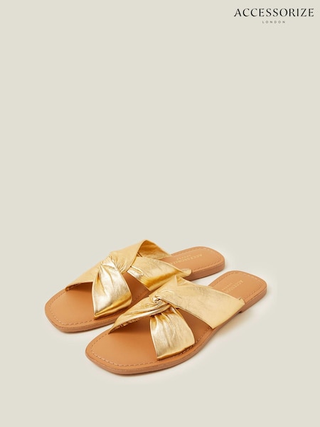 Accessorize Gold Leather Knot Sandals (B62888) | €21.50
