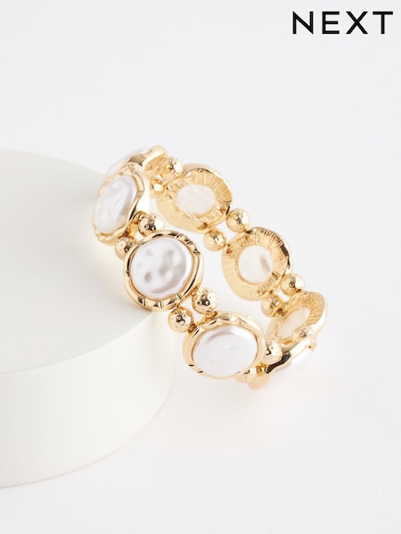 Pearl White Gold Tone Stretch Bracelet (B62957) | €9.50