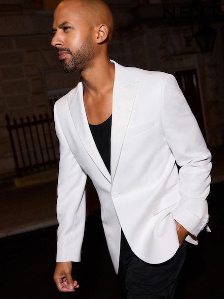 White Satin Lapel Dinner Jacket (B62958) | kr1 081