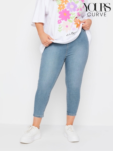 Yours Curve Blue Light Stretch Cropped JENNY Jeggings (B62979) | €39