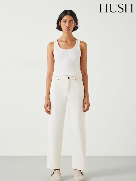 Alb - Hush Boyfriend 100% blugi din bumbac (B62997) | 371 LEI