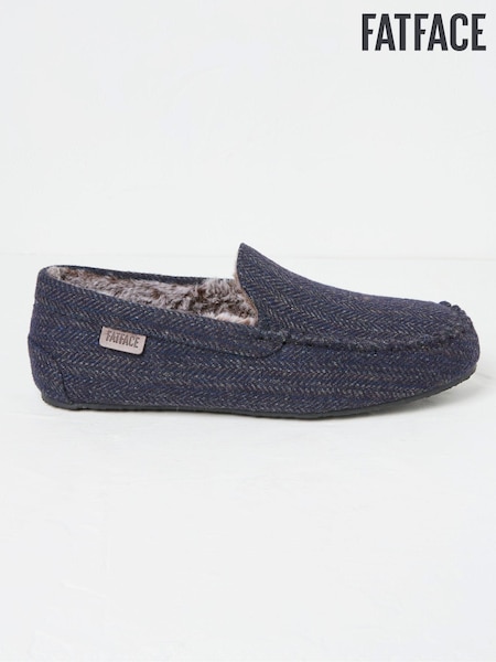 FatFace Noah Navy Blue Check Moccasins (B63010) | €26