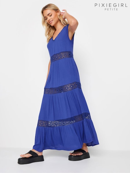 PixieGirl Petite Crochet Trim Maxi Dress (B63021) | €26