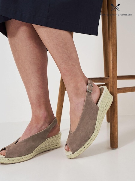 Crew Clothing Natural Eve Leather Peep Toe Espadrilles (B63057) | €33