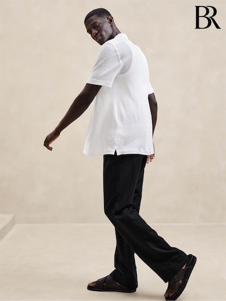 Banana Republic White Linen Pique Resort Shirt (B63067) | €125