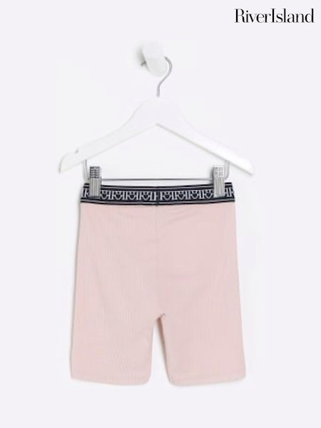 Розовый - River Island Girls Waistband Rib Cycle Shorts (B63092) | €5