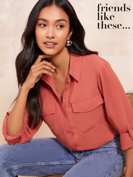 Friends Like These Long Sleeve Utility Style Button Through Shirt (B63163) | 137 LEI
