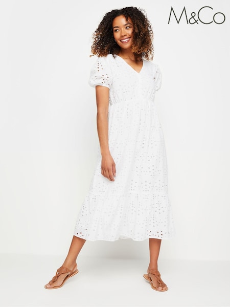 M&Co 100% Cotton Broderie Anglaise Midi Dress (B63165) | €60