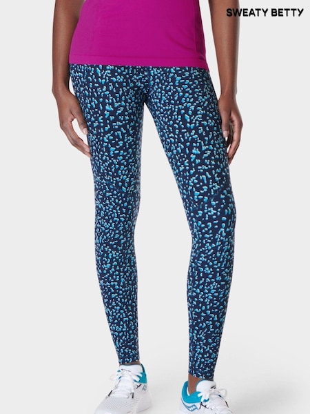 Sweaty Betty Blue Abstract Markings Print Full Length Power Workout Leggings (B63172) | €54