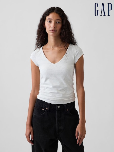 Grey - Gap Close Knit Jersey V-neck T-shirt