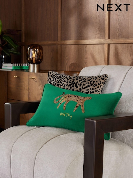 Beaded Cheetah Velvet Cushion (B63457) | ‏65 د.إ.‏
